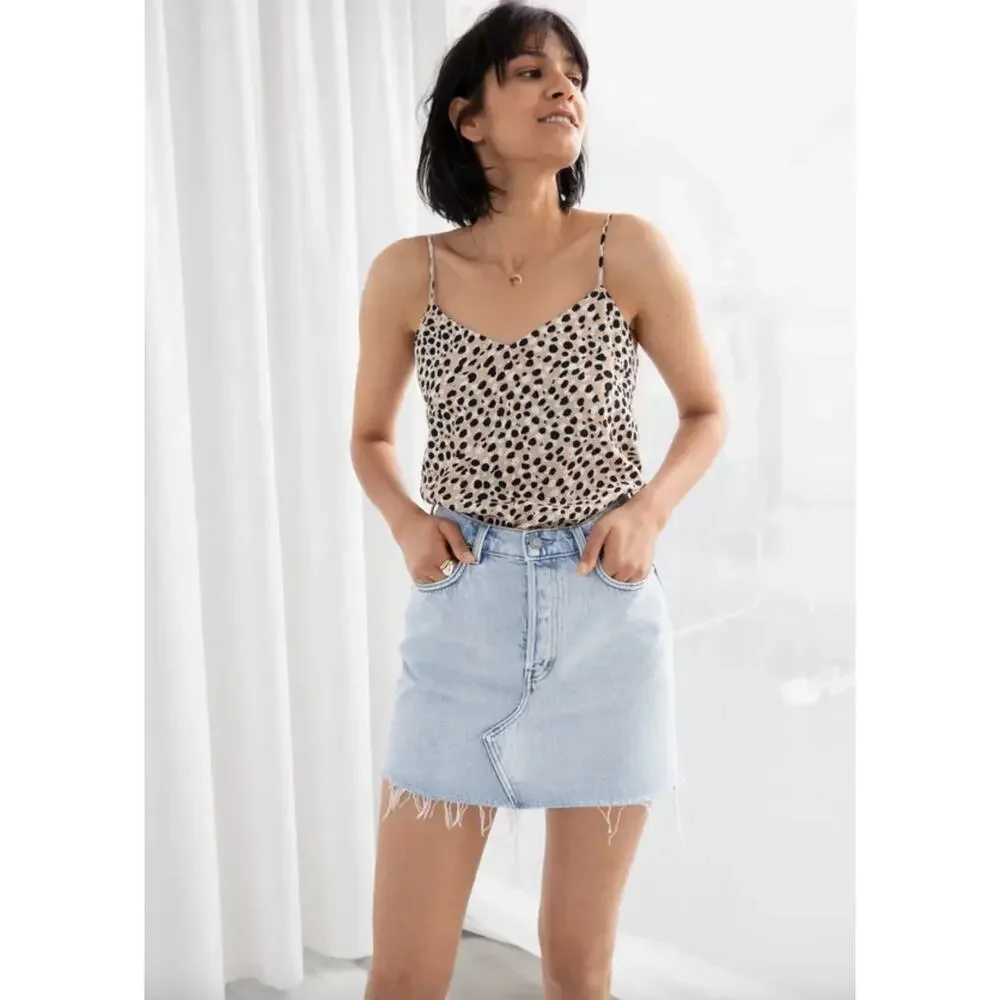 & Other Stories Leopard Print Spaghetti Strap Tank | Size 4